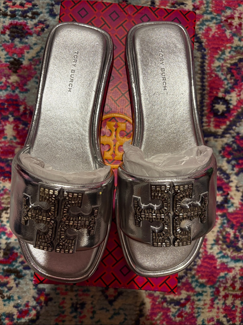 Tory Burch Metallic Silver Logo double t logo - Picture 3 of 5